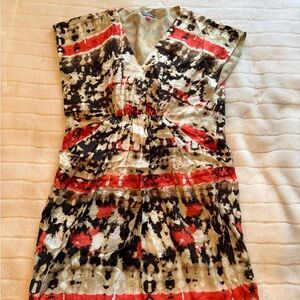 Vince Camuto Tribal Print Dress with Orange and Black Accents